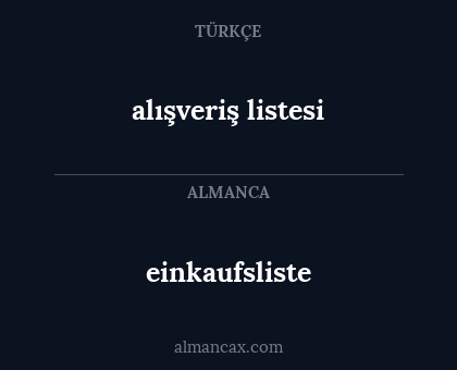 einkaufsliste - alışveriş listesi
