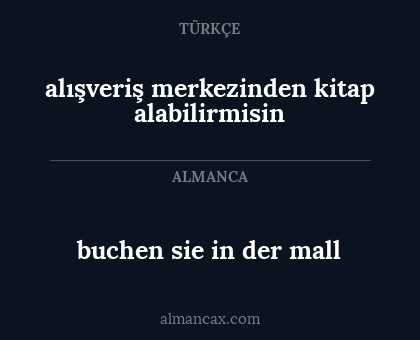 buchen sie in der mall - alışveriş merkezinden kitap alabilirmisin