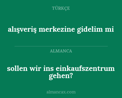 sollen wir ins einkaufszentrum gehen? - alışveriş merkezine gidelim mi
