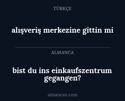 bist du ins einkaufszentrum gegangen? - alışveriş merkezine gittin mi