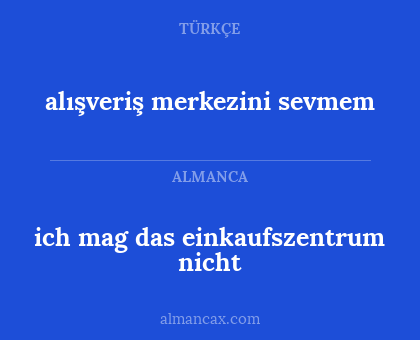 ich mag das einkaufszentrum nicht - alışveriş merkezini sevmem