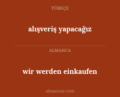 alışveriş yapacağız - wir werden einkaufen