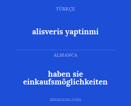 haben sie einkaufsmöglichkeiten - alisveris yaptinmi