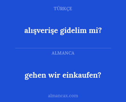 gehen wir einkaufen? - alışverişe gidelim mi?