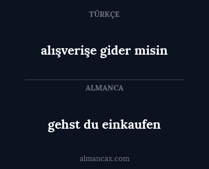 gehst du einkaufen - alışverişe gider misin