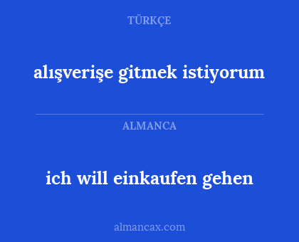 alışverişe gitmek istiyorum - ich will einkaufen gehen