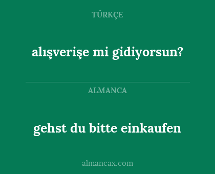 gehst du bitte einkaufen - alışverişe mi gidiyorsun?