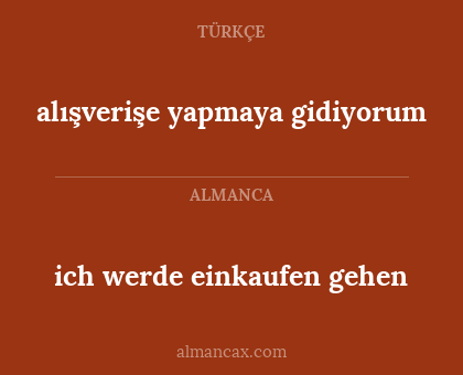 ich werde einkaufen gehen - alışverişe yapmaya gidiyorum