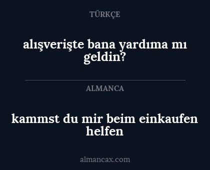 alışverişte bana yardıma mı geldin? - kammst du mir beim einkaufen helfen
