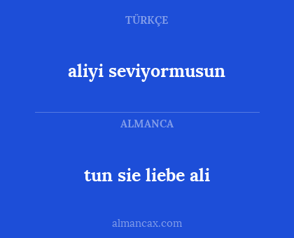 tun sie liebe ali - aliyi seviyormusun