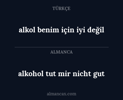 alkohol tut mir nicht gut - alkol benim için iyi değil