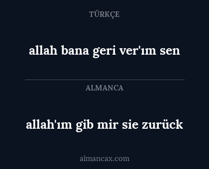 allah bana geri ver'ım sen - allah'ım gib mir sie zurück