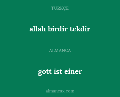 allah birdir tekdir - gott ist einer
