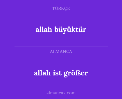 allah ist größer - allah büyüktür