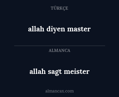 allah diyen master - allah sagt meister