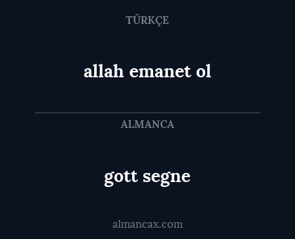 gott segne - allah emanet ol