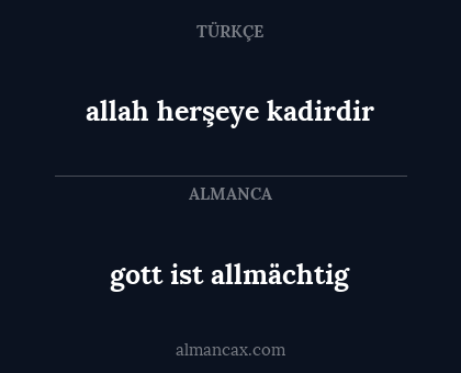 allah herşeye kadirdir - gott ist allmächtig
