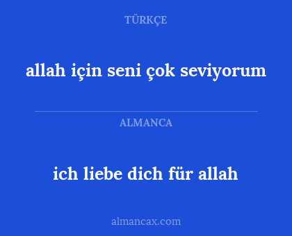 ich liebe dich für allah - allah için seni çok seviyorum