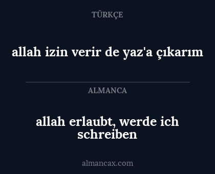 allah erlaubt, werde ich schreiben - allah izin verir de yaz'a çıkarım