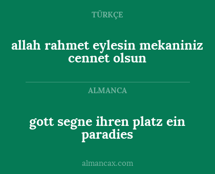 gott segne ihren platz ein paradies - allah rahmet eylesin mekaniniz cennet olsun