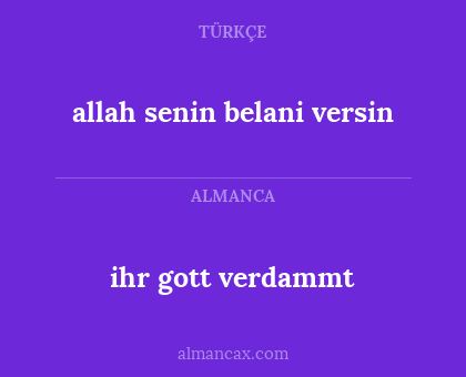 ihr gott verdammt - allah senin belani versin