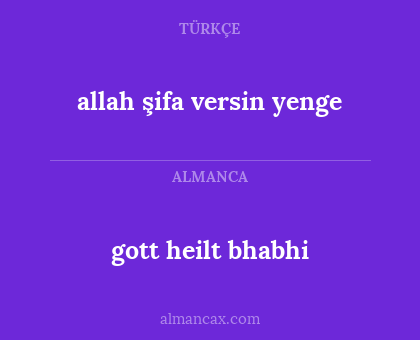 allah şifa versin yenge - gott heilt bhabhi
