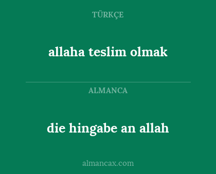 allaha teslim olmak - die hingabe an allah
