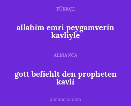 gott befiehlt den propheten kavli - allahim emri peygamverin kavliyle