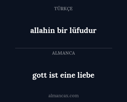 allahin bir lüfudur - gott ist eine liebe
