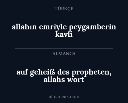 allahın emriyle peygamberin kavli - auf geheiß des propheten, allahs wort