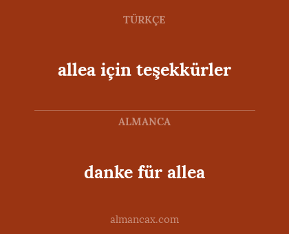 danke für allea - allea için teşekkürler