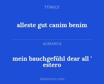 mein bauchgefühl dear all ' estero - alleste gut canim benim