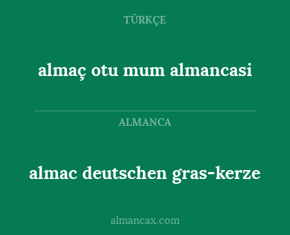 almaç otu mum almancasi - almac deutschen gras-kerze