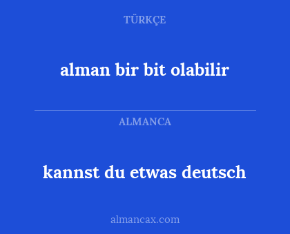 alman bir bit olabilir - kannst du etwas deutsch