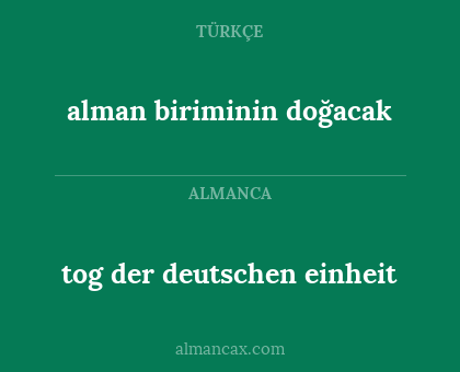tog der deutschen einheit - alman biriminin doğacak