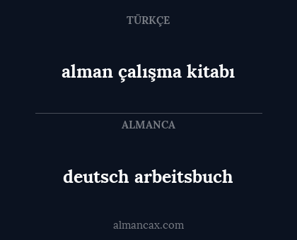 alman çalışma kitabı - deutsch arbeitsbuch
