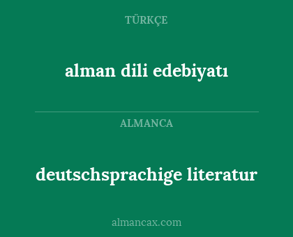 alman dili edebiyatı - deutschsprachige literatur