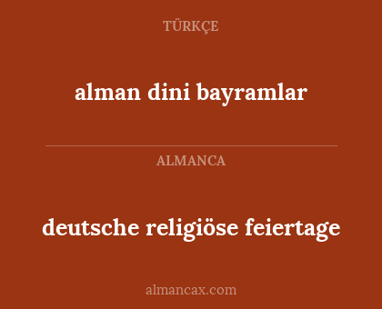 alman dini bayramlar - deutsche religiöse feiertage