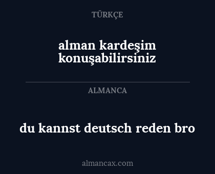 alman kardeşim konuşabilirsiniz - du kannst deutsch reden bro