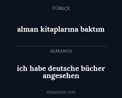 ich habe deutsche bücher angesehen - alman kitaplarına baktım