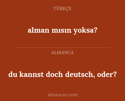 du kannst doch deutsch, oder? - alman mısın yoksa?
