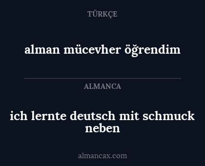 alman mücevher öğrendim - ich lernte deutsch mit schmuck neben