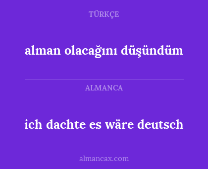 ich dachte es wäre deutsch - alman olacağını düşündüm