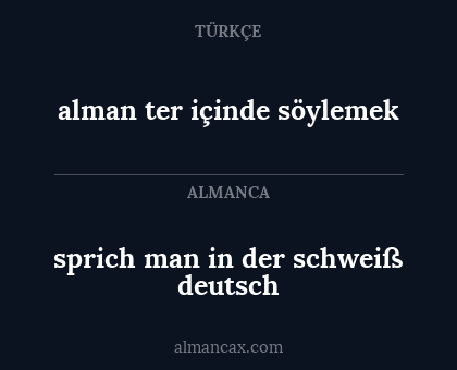 alman ter içinde söylemek - sprich man in der schweiß deutsch
