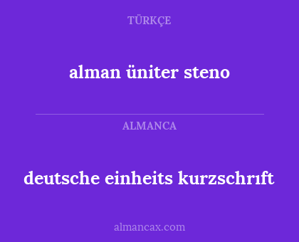 alman üniter steno - deutsche einheits kurzschrıft