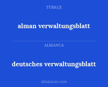 deutsches verwaltungsblatt - alman verwaltungsblatt