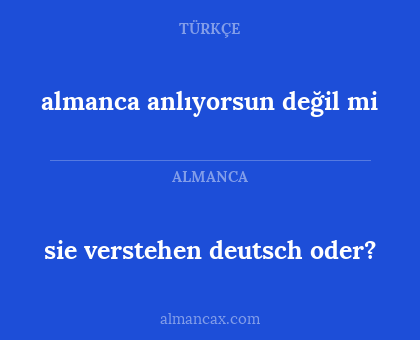almanca anlıyorsun değil mi - sie verstehen deutsch oder?