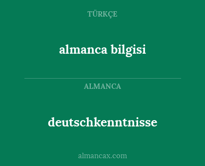 almanca bilgisi - deutschkenntnisse