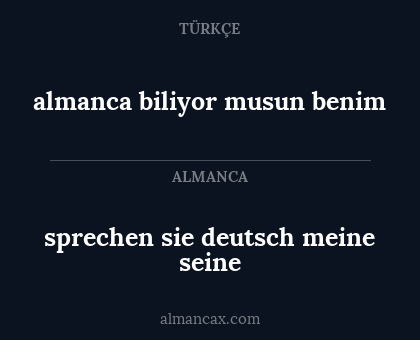 almanca biliyor musun benim - sprechen sie deutsch meine seine