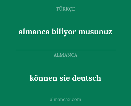 können sie deutsch - almanca biliyor musunuz